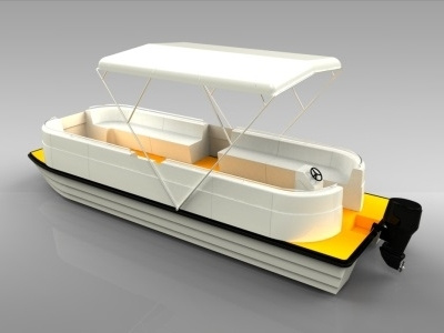 Katamarán 3d boat katamaran orange render white