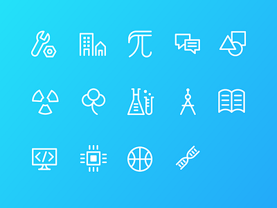 University icons academic courses icons pictograms university