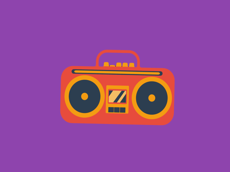 Boombox 2d animation ae aftereffects flat gif loop motion design