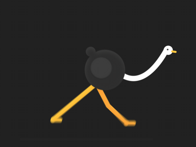 Runing Ostrich 2d animation aescripts after effects flat illustration loop minimal mograph motion design ostrich rubberhose run cycle walk cycle walkertool