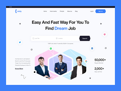 Job Platform Landing Page Design clean design interface job job application job finder job offer job portal landing page minimal modern platform search ui ui design web website