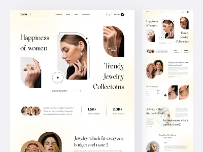 Jewelry Website Landing Page UI Design clean design e commerce ecommerce home page jewellery jewelry jewelry landing page jewelry website landing page minimal modern web design shop store ui ui designer ux web web designer website