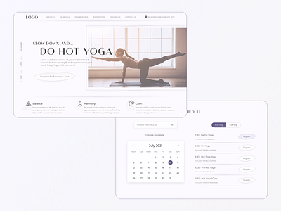 Hot Yoga Studio Landing Page Shots banner design figma hot yoga interaction design landing schedule ui ui ux uiux web design yoga