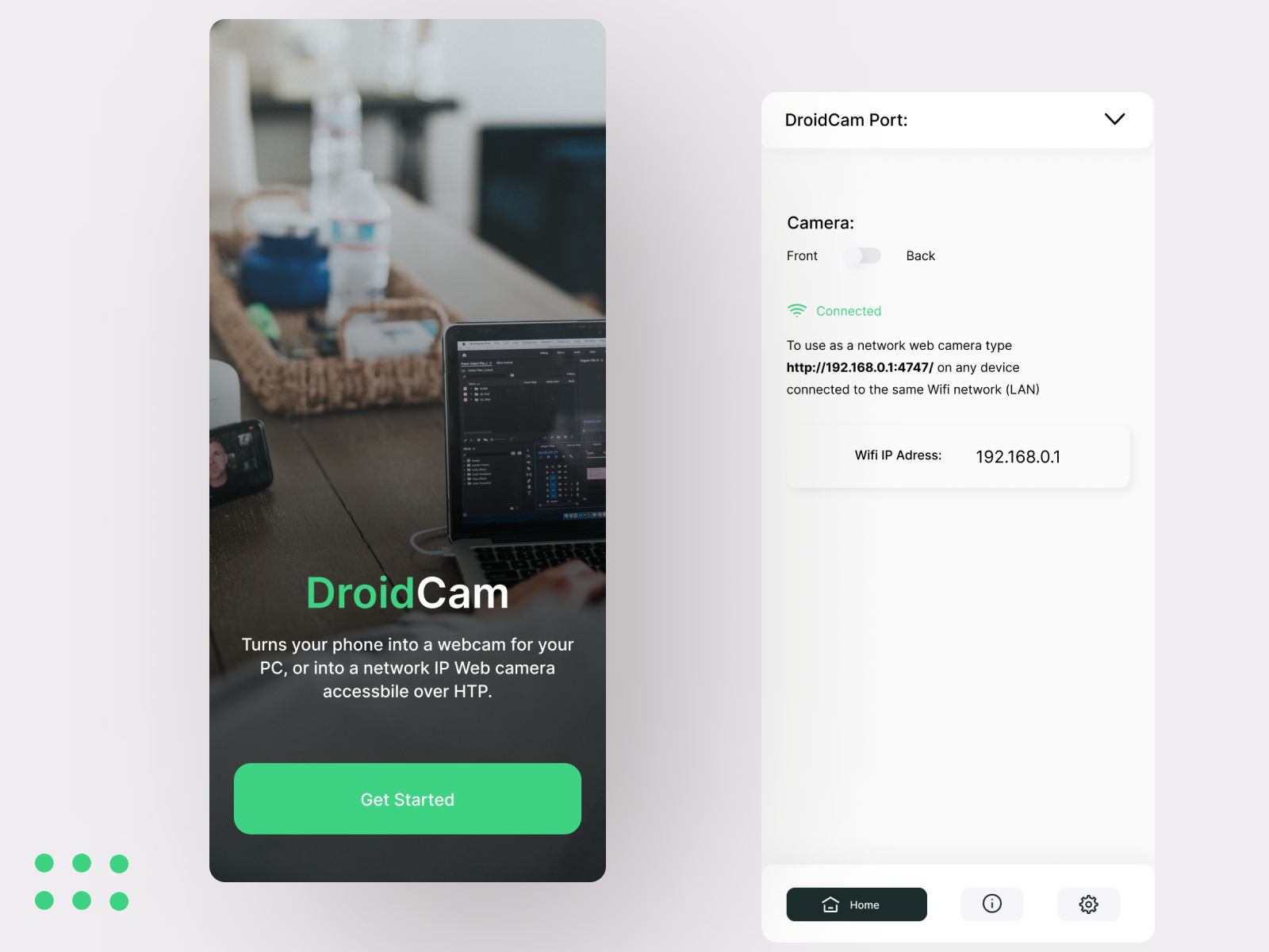 DroidCam ReDesign Concept By Maulnad On Dribbble   Dribbble Shot   1 4x 