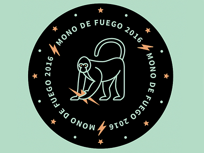 Mono de Fuego badge fire green illustration monkey ray type yearofthemonkey
