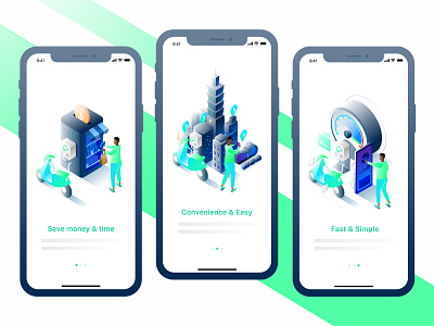 Onboarding app design flat graphic green illustration onboarding photoshop ui ux vector