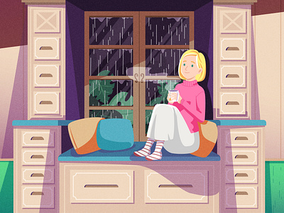 Rainy Days character illustration illustrator scene vector