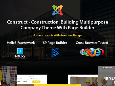 Construct - Construction, Building Joomla Template bootstrap business construction constructor corporate creative drag and drop helix joomla theme multipurpose page builder portfolio responsive sp page builder