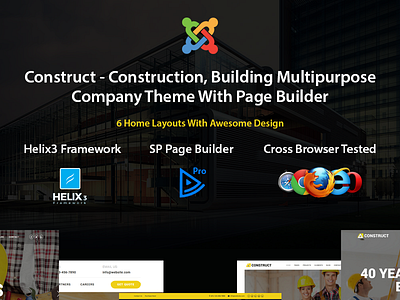 Construct - Construction, Building Joomla Template bootstrap business construction constructor corporate creative drag and drop helix joomla theme multipurpose page builder portfolio responsive sp page builder