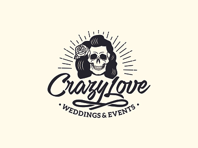 Crazy Love Logo girl logo rose skull wedding women