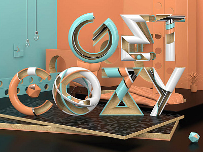 Get Cozy 3d abstract cinema 4d lettering type typography vray vrayforc4d