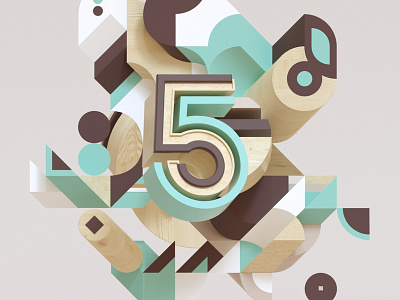 5 36daysoftype 3d c4d cinema4d lettering number octane otoy pattern rendering type typography