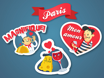 My City, My Vibe by Viber - Paris Stickers cheese chef city food french fun heart love paris romance viber wine
