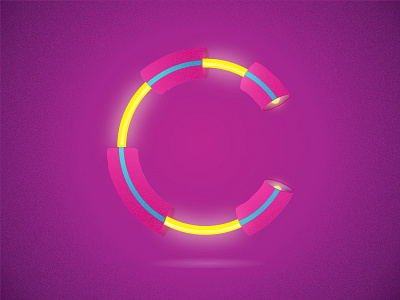 36 days of type - C 36days 36daysoftype blue c cyan gradient letter lettering magenta neon pink yellow