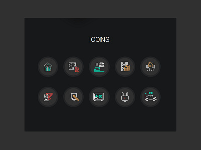 Icons set for the residential complex constructional company design icon icons icons set webmil webmil web production