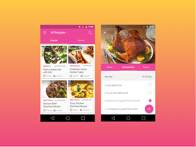 Recipe App for Android android app cook food illustration logo recipe thanksgiving turkey ui ux