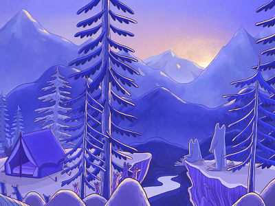Scene De Montagne colors digital painting illustration landscape mountains nature procreate