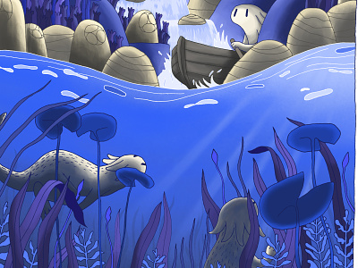 Underwater with Bande de sauvages bande de sauvages colors digital painting drawing illustration ink nature underwater