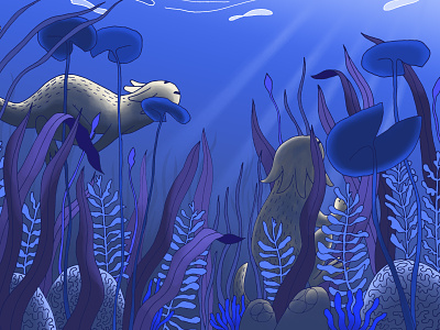 Underwater 2 with Bande de Sauvages bande de sauvages colors digital painting illustration ink monster water