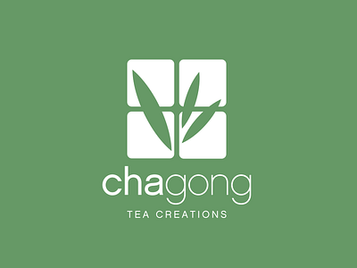 Chagong Tea Creations Logo basic geometry flat flat design geometric logo green leaf leafs logo logo design organic organic logo organic logo design squares typography white