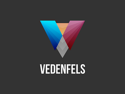 Vedenfels Logo basic geometry blue geometric geometry grey letter v logo logo design orange red triangle triangles v
