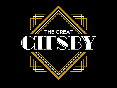 The Great Gifsby Logo 1920 20s 20s design classic gold graphic design logo logo design roaring 20 roaring 20s the great gatsby the great gatsby logo typography vintage vintage design vintage logo white wordplay