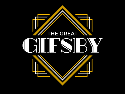 The Great Gifsby Logo 1920 20s 20s design classic gold graphic design logo logo design roaring 20 roaring 20s the great gatsby the great gatsby logo typography vintage vintage design vintage logo white wordplay