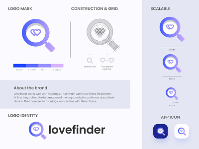 Lovefinder Logo brand branding clean logo creative logo design gradient logo graphic design illustration logo logo design love icon minnimal logo modern logo search icon vector