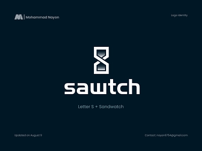 Sawtch Logo Design 2022 logo trend 99 design logo brand guideline branding chain creative logo crypto financial freelance geometric global graphic design letter s logo design logo trend minimal logo sand watch time timeless logo vector