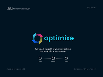 Optimixe marketing agency company logo design 2022 logo trend 99 design logo agency blockchain brand identity design branding combination mark creative logo crypto financial gradient graphic design guideline international logo design logo trend marketing minimal logo timeless logo vector