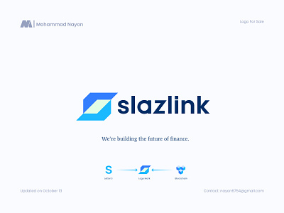 Slazlink blockchain company logo design, s letter logo