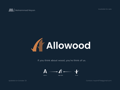 Allowood is a wood company , A letter wood company logo 2022 creative logo 3d logo 99 design logo a letter logo brand identity design branding creative logo furniture graphic design house house of wood logo design minimal logo modern logo vector logo visual identity wood wood company logo wood industry