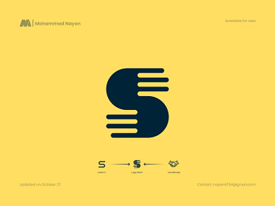 S + Handshake logo mark, Letter S logo for business