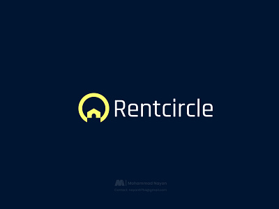 Rentcircle house rental company logo, home icon + circle