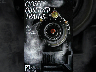 Closely Observed Trains dry pastel film club film poster hand typo mix media