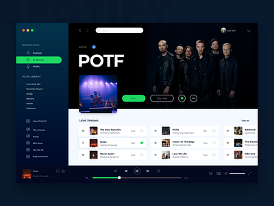 Spotify Re-design app application concept dark design desktop interaction design mac minimalistic music music app music dashboard redesign redesign concept spotify ui uiux web web app design