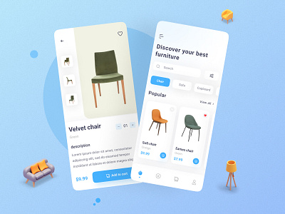 chair purchase application😍🥰 3d animation app branding design graphic design logo minimal motion graphics ui ux