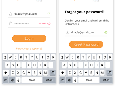 Login error and forgot password screens android app design ios iphone login mobile password payment ui ux