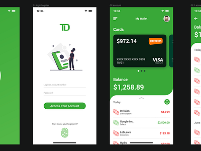 Design study (WIP) android app application bank app banking app design dpaola fintech interface ios iphone layout mobile product td ui