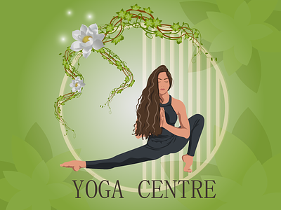 Yoga асана гармония девушка дизайн единство с природой йога лотос луна медитация поза спокойствие
