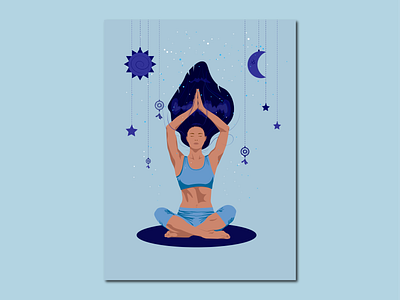 Девушка в позе лотоса асана волосы на ветру девушка здоровье йога космос ловец снов медитация поза лотоса спокойствие спорт