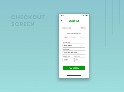 Checkout Screen app design figma mobile ui uiux userinterface ux
