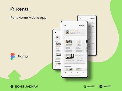 Home on rent Mobile app app application complete design figma mobile screen ui uidesign uiux userinterface ux uxdesign
