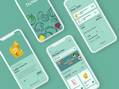 Dmart App - Online Grocery Shopping (Concept) app ui delivery design dmart grocery app iphoneui light minimal modern neumorphic ondemand store superstore ui