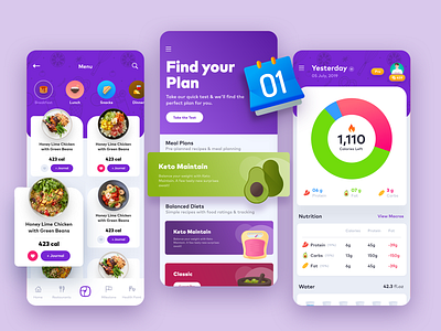 GetSmartPlate - Concept Design appuidesign diet food food illustration minimal modern nutrition purple trending xd design