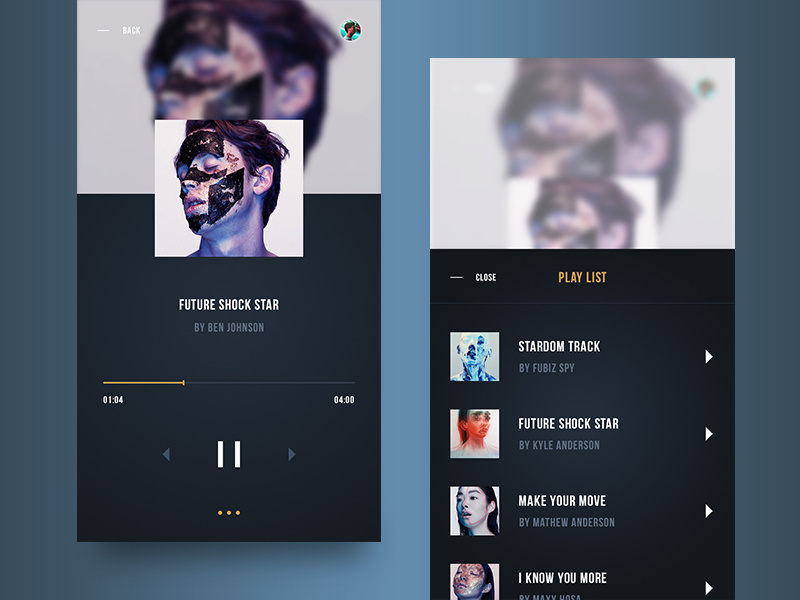 Music Player App ui sound recorder photoshop player music mixer listener iphone futuristic audio app