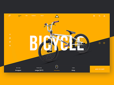 Bike website UI Design bicycle illustration landing photoshop ui uiinspiration ux webdesign website