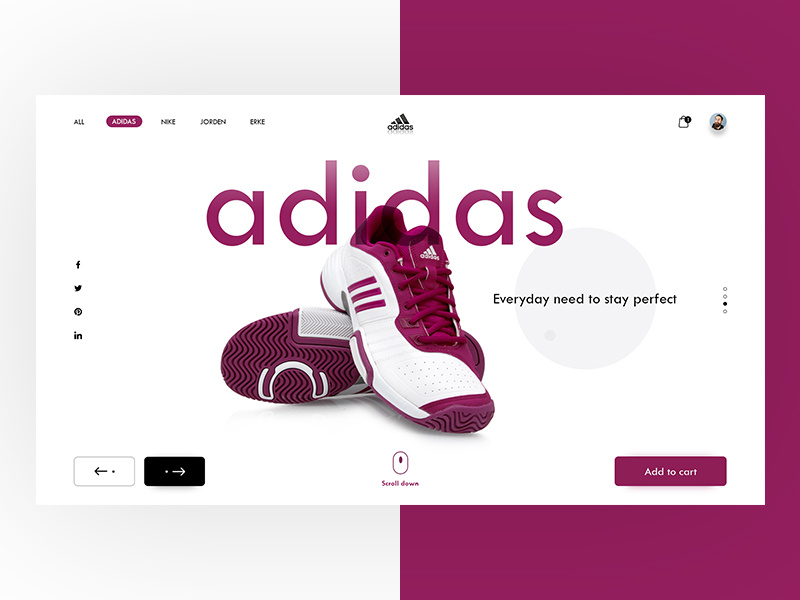 Adidas Website Landing UI Glimpse illustrator photoshop inspiration uidesign wireframing dailyui ux ui webdesigner designinspiration webdesign userinterface