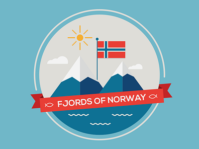 Fjords apt badge blue fjords icon illustration mountains norway snow tejohanssen