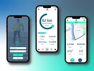 RUN - Fitness Tracking App app design ui ux